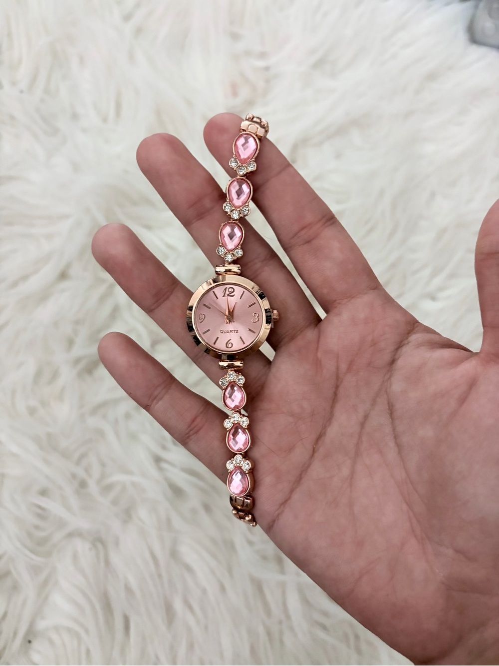 Elegant Pink Crystal Bracelet Watch